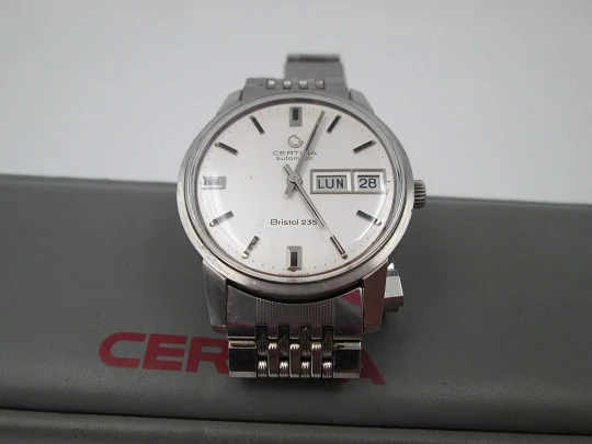 Certina Bristol 235. Steel. Date & day. Box. Bracelet. 1970's. Automatic