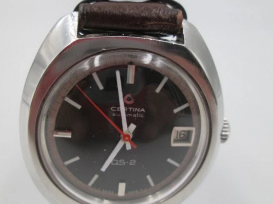 Certina DS-2 Turtle. Stainless steel. Automatic. 1970's. Date. Strap