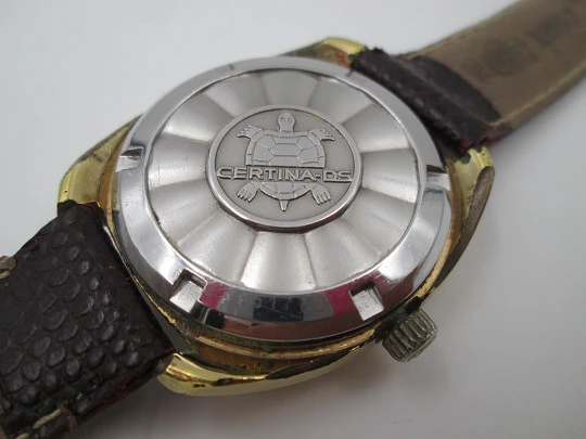 Certina DS-2 Turtle. Steel & gold plated. Automatic. Strap. Calendar. 1970's