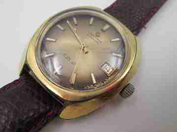 Certina DS-2 Turtle. Steel & gold plated. Automatic. Strap. Calendar. 1970's