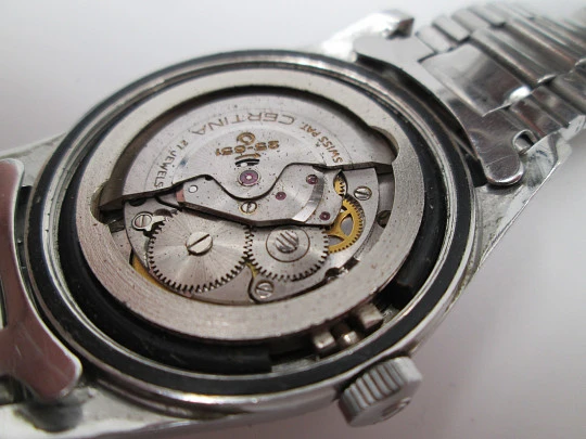 Certina DS Turtle. Stainless steel. Automatic. 1970's. Date. Bracelet