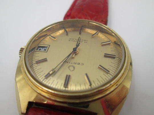 Certina. Gold plated and stainless steel. Manual wind. Calendar. 1960's. Swiss