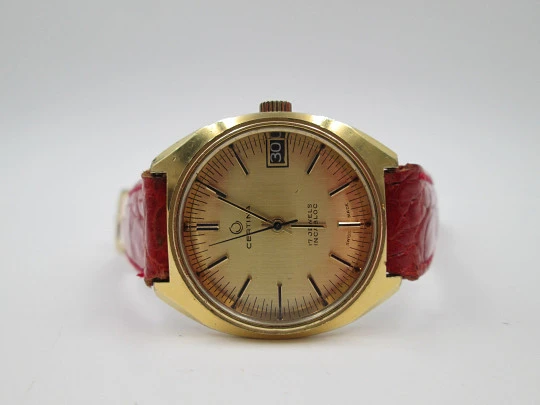 Certina. Gold plated and stainless steel. Manual wind. Calendar. 1960's. Swiss