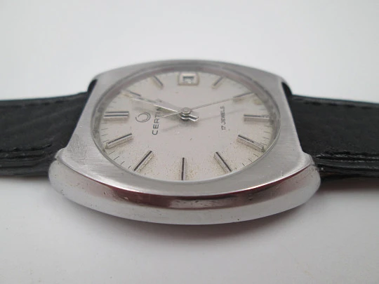Certina. Stainless steel. Manual wind. Grey sphere. Calendar (date). Swiss. 1970's