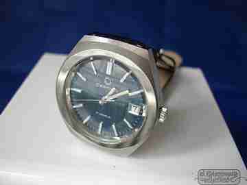 Certina. Stainless steel. Manual winding. 1970's. Calendar. Blue