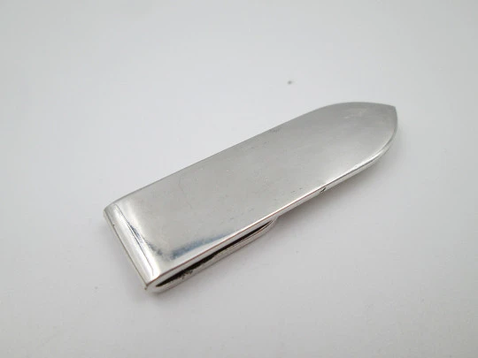 CESA 1882 money clip. Sterling silver (925). Ornate emblem on front. Italy. 1980's