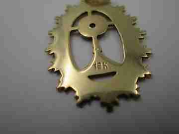 Chalice openwork medal. 18 karat yellow gold and diamond. Ring. 1950