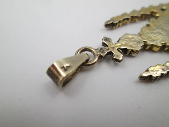 Chapel openwork medal. Virgin of the Pillar. Sterling silver and vermeil. Spain. 1970's