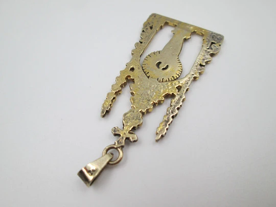 Chapel openwork medal. Virgin of the Pillar. Sterling silver and vermeil. Spain. 1970's