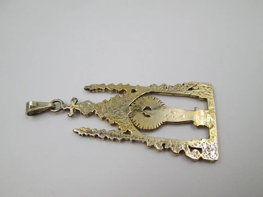 Chapel openwork medal. Virgin of the Pillar. Sterling silver and vermeil. Spain. 1970's