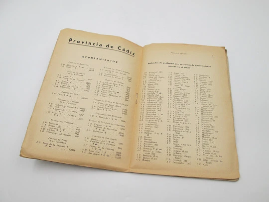 Chorographic charts. Coated fabric Cadiz map. Martin publisher. Colour. 1954