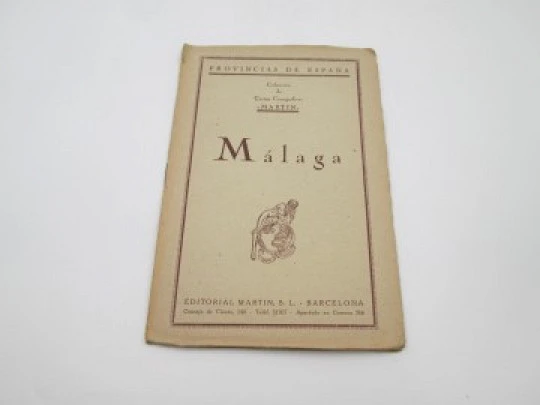 Chorographic charts. Coated fabric Malaga map. Martin publisher. 1950