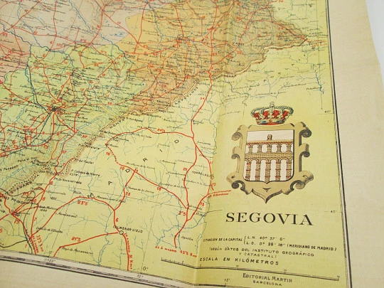 Chorographic charts. Coated fabric Segovia map. Martin publisher. 1963