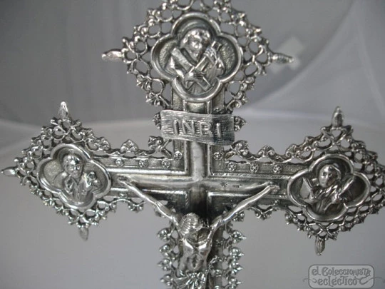 Christ Crucified with base. Four evangelists. Silver. 1980's