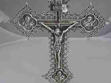 Christ Crucified with base. Four evangelists. Silver. 1980's