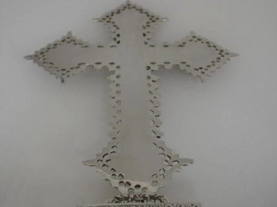 Christ Crucified with base. Four evangelists. Silver. 1980's