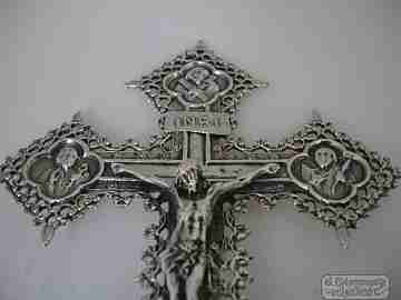 Christ Crucified with base. Four evangelists. Silver. 1980's