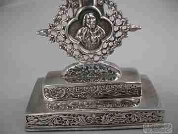 Christ Crucified with base. Four evangelists. Silver. 1980's