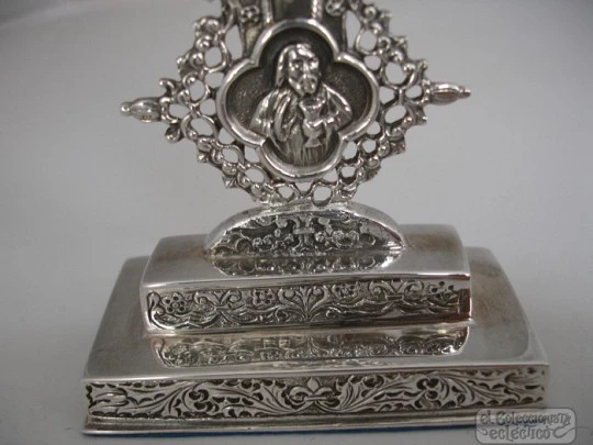 Christ Crucified with base. Four evangelists. Silver. 1980's