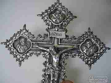 Christ Crucified with the four evangelists. Silver. 1980's