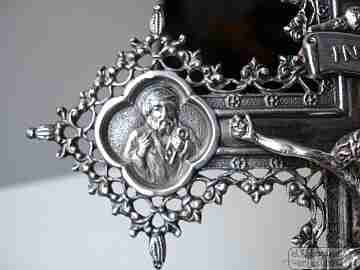 Christ Crucified with the four evangelists. Silver. 1980's