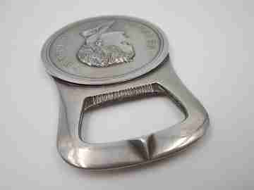 Christofle bottle opener. Silver plated metal. Emperor Napoleon I bust. France. 1970's