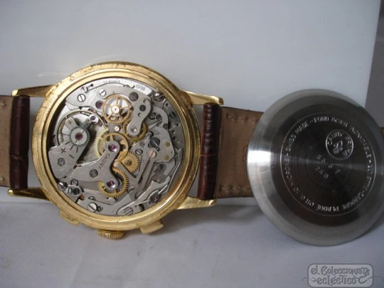Chronograph Cauny Prima. 10 Micron gold plated. 1950's