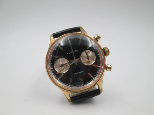 Chronograph Longma. 1970's. Gold-plated. Manual wind