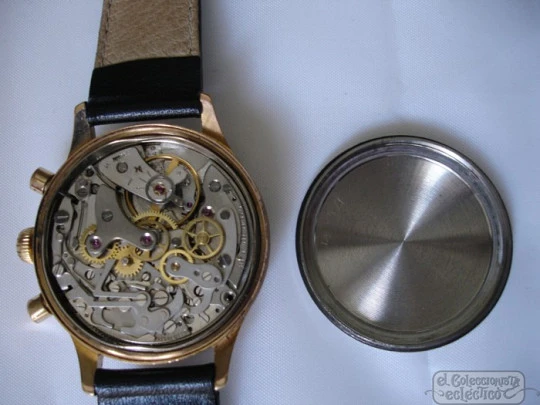 Chronograph Longma. 1970's. Gold-plated. Manual wind