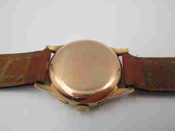 Chronographe Suisse. Black dial. 18 karat gold. Manual winding