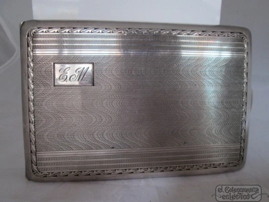 Cigarette case men. Sterling silver. 1930's. Spain. Guilloche Cigarette case men. Sterling silver. 1930's. Spain. Guilloche