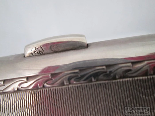 Cigarette case men. Sterling silver. 1930's. Spain. Guilloche Cigarette case men. Sterling silver. 1930's. Spain. Guilloche