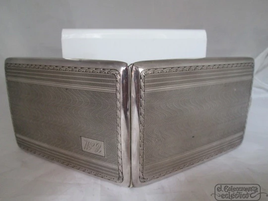 Cigarette case men. Sterling silver. 1930's. Spain. Guilloche Cigarette case men. Sterling silver. 1930's. Spain. Guilloche
