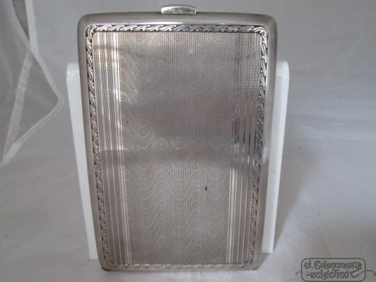 Cigarette case men. Sterling silver. 1930's. Spain. Guilloche Cigarette case men. Sterling silver. 1930's. Spain. Guilloche