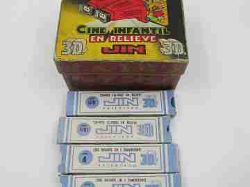 Cine infantil en relieve JIN 3D. Baquelita bicolor. Caja y películas. 1950. Gargot
