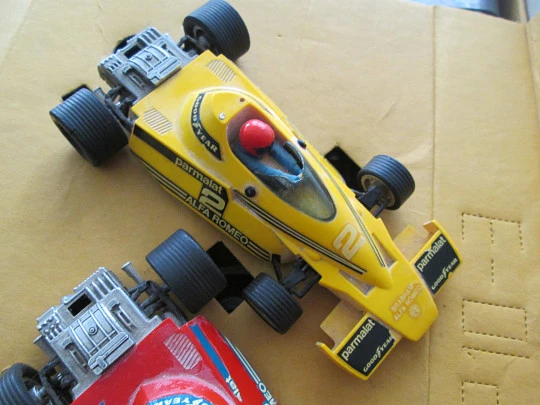 Circuito carreras Scalextric GP-10. Coches Brabham BT-46. Exin. Años 80
