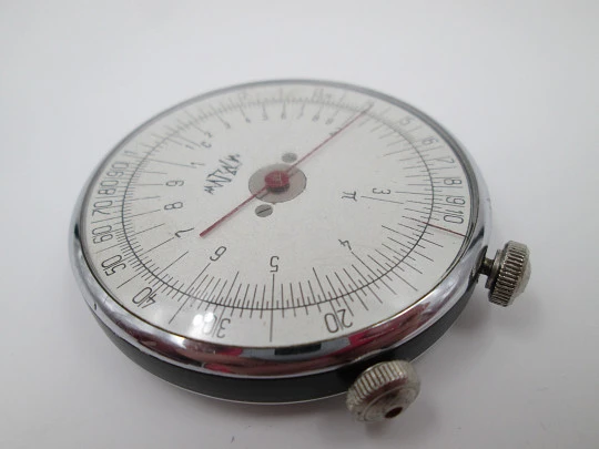 Circular Slide Rule. Silver plated and blued metal. 1960's. URSS