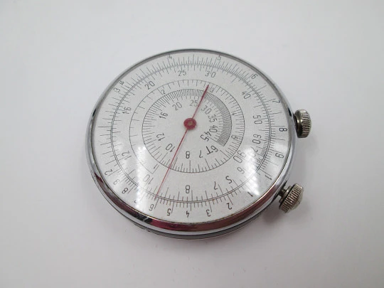 Circular Slide Rule. Silver plated and blued metal. 1960's. URSS