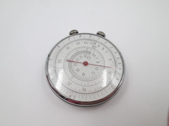 Circular Slide Rule. Silver plated and blued metal. 1960's. URSS