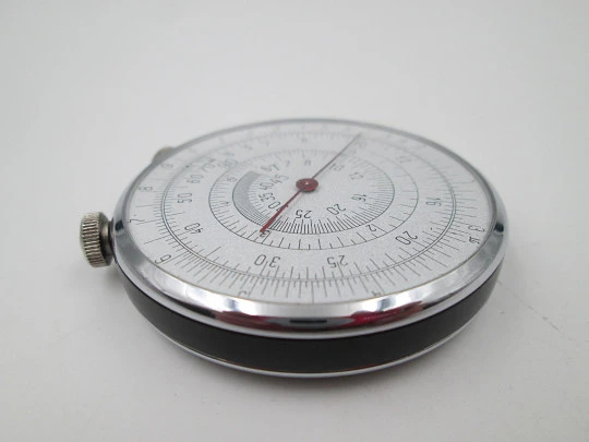 Circular slide rule. Silver plated and blued metal. Double white spere. 1960's. URSS