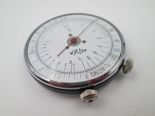 Circular slide rule. Silver plated and blued metal. Double white spere. 1960's. URSS