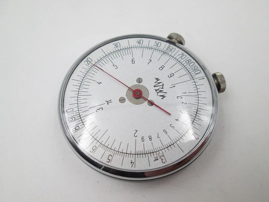Circular slide rule. Silver plated and blued metal. Double white spere. 1960's. URSS