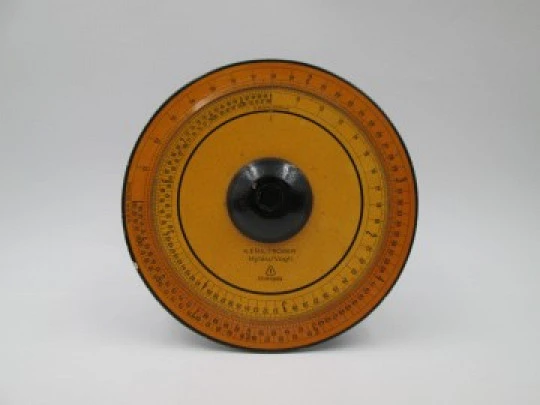 Circular Slide Rule. Wood. 1930's. Germany. K. Emil Tröger. Mylau