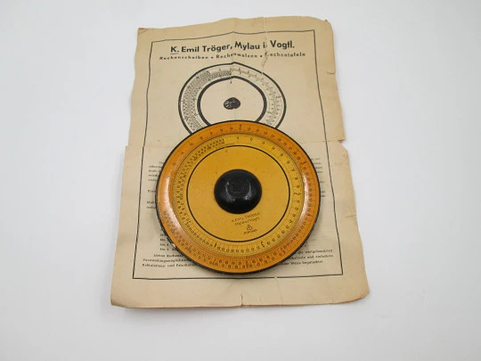 Circular Slide Rule. Wood. 1930's. Germany. K. Emil Tröger. Mylau