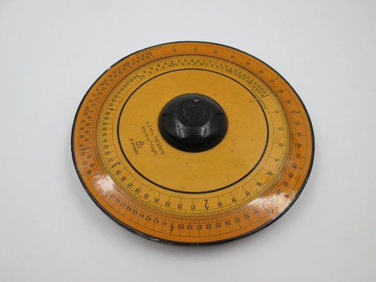 Circular Slide Rule. Wood. 1930's. Germany. K. Emil Tröger. Mylau