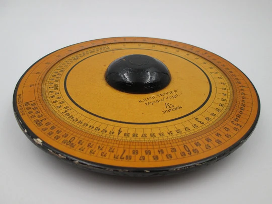 Circular Slide Rule. Wood. 1930's. Germany. K. Emil Tröger. Mylau