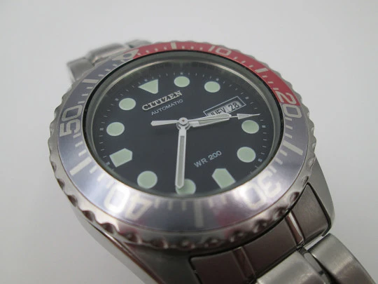 Citizen Action Diver Pepsi WR 200. Automatic. Date & day. Bracelet. Box. 2014