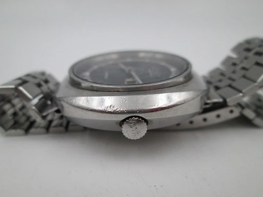 Citizen automatic watch. Stainless steel. Calendar. Bracelet. Blue sphere. Japan. 1970's