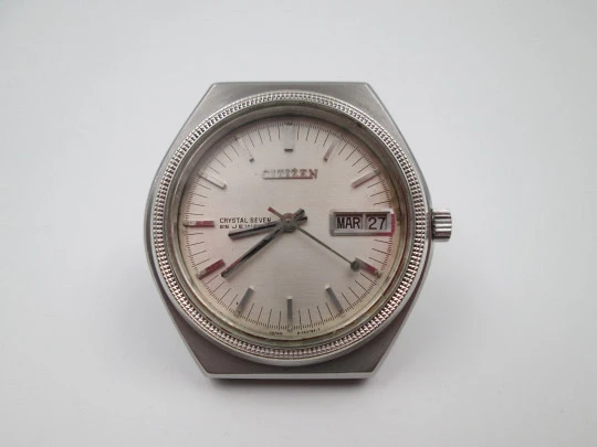 Citizen Crystal Seven. Acero inoxidable. Cuerda automática. Calendario. Brazalete. 1969
