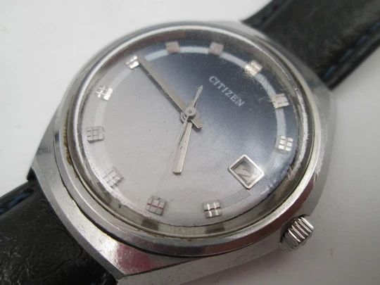 Citizen New Master. Acero inoxidable. Automático. Esfera azul y blanca. Calendario